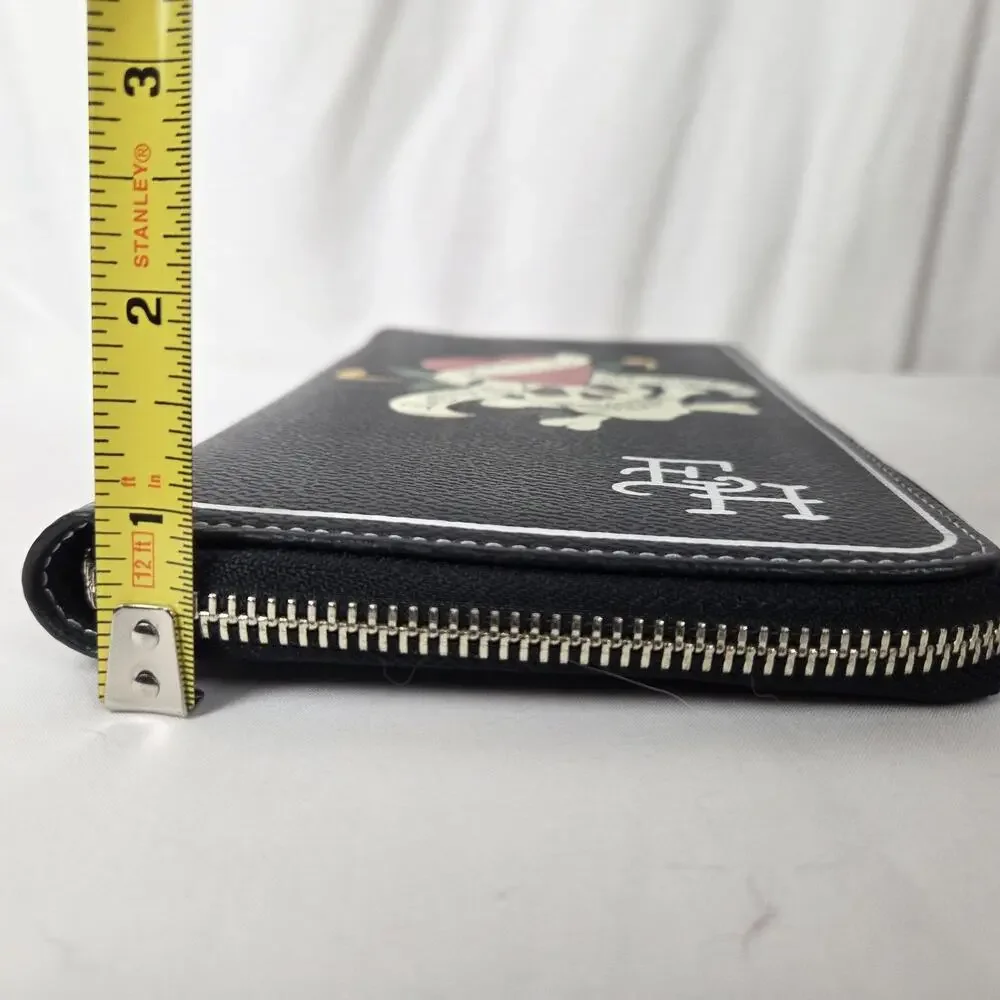 Ed Hardy Black Skull Love Kills Slowly Wallet Zip Around Card Holder Pocket Book